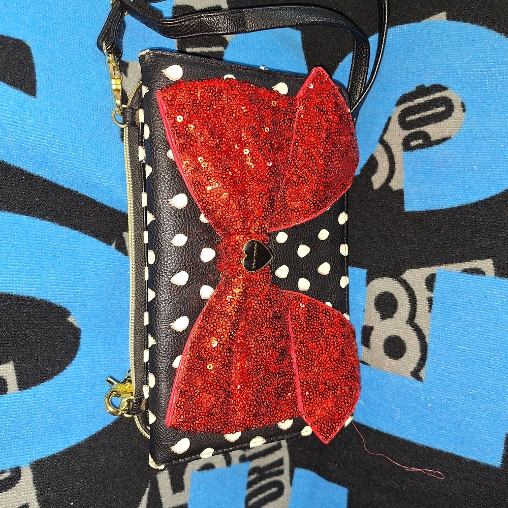 Betsey Johnson Red and Black Polka Dot Crossbody Bag